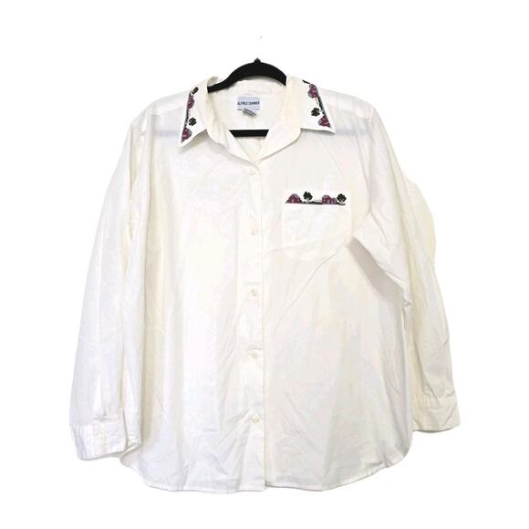 Vintage Embroidered Cottage Prairie White Button Up Top Womens 18W Boho Grandma - Picture 2 of 9